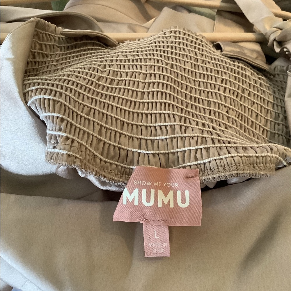 NWT Show Me Your Mumu Wedding/Party Claire Midi Dress Dune Luxe Satin Size Large - Picture 9 of 9